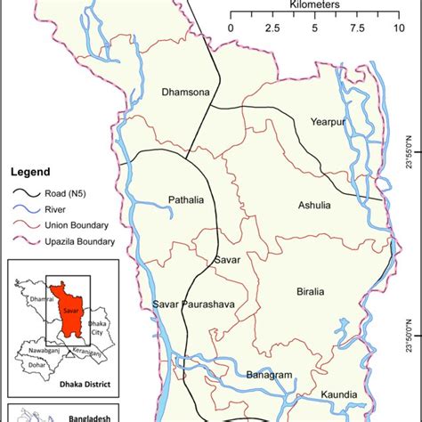 Location Map Of The Study Area Savar Upazila Bangladesh Download