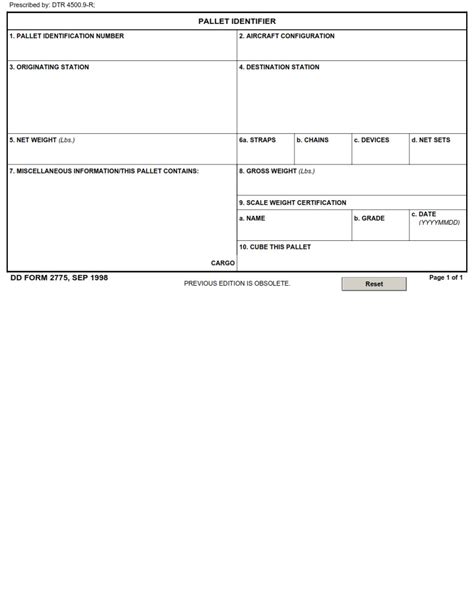 Dd Form 2775 Pallet Identifier Dd Forms