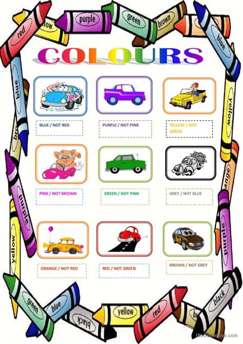 Car Colours Vocabulary Flashcards An English Esl Worksheets Pdf And Doc