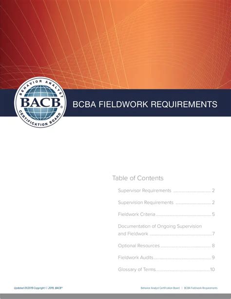 Free Bcba Fieldwork Requirements And Guidelines Printfriendly