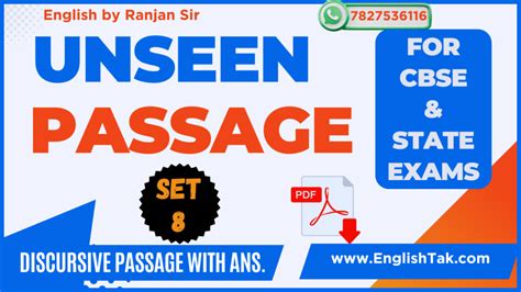 Class 10 Unseen Passage Practice Archives English Grammar And Spoken English Englishtak