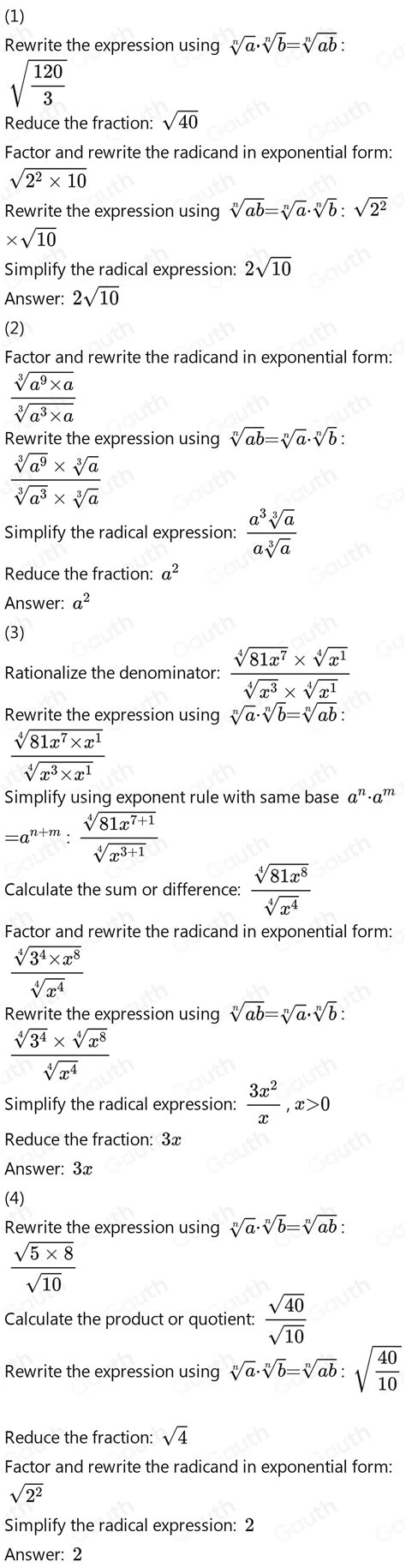 Solved 4 Simplifique as expressöes a sqrt 120 sqrt 3 b sqrt 3