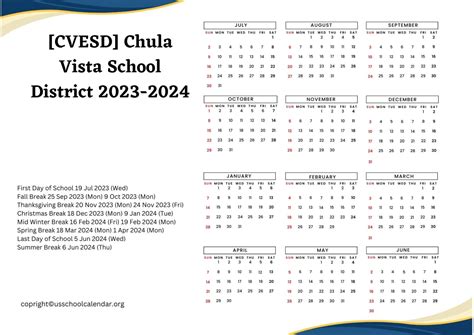 Chula Vista Elementary School Calendar 2025 - Alice Babette