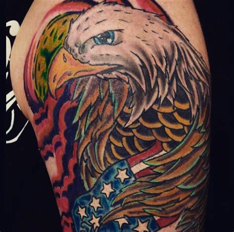 Bald eagle American Flag Tattoo by Andrew Leivo | Flag tattoo, American ...