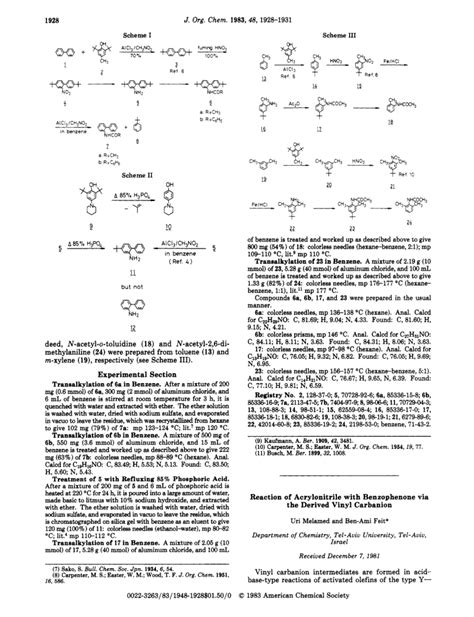 Reaction Of Acrylonitrile With Benzophenone Via The Derived Vinyl