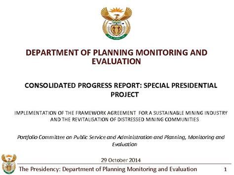 Department Of Planning Monitoring And Evaluation Consolidated Progress