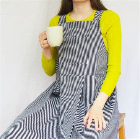 Petite Pottery Apron Stripe Hickory Denim Spl Folksy