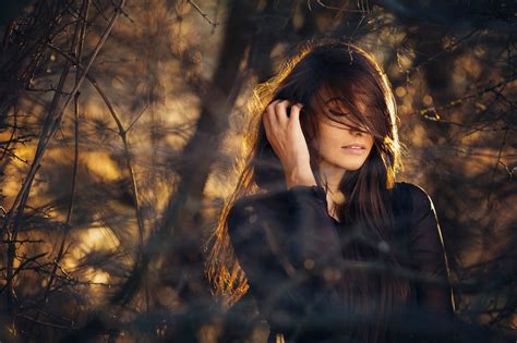 Wallpaper Sunlight Forest Women Outdoors Model Sunset Closed