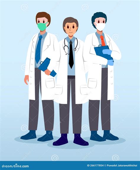 Medical Team . Male Doctors with White Coat . Cartoon Characters Stock Vector - Illustration of ...