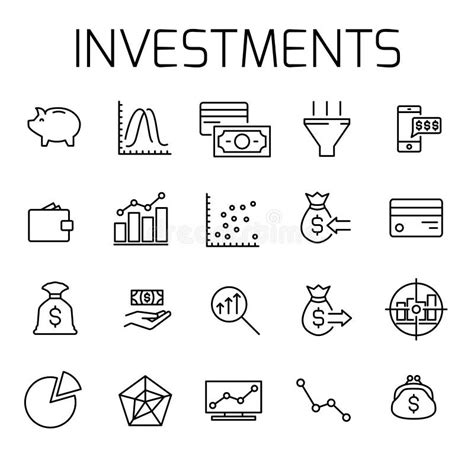 Investments Related Vector Icon Set Stock Vector Illustration Of