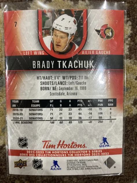 2022 23 UPPER DECK Tim Hortons Collectors Series Base Cards 7 BRADY