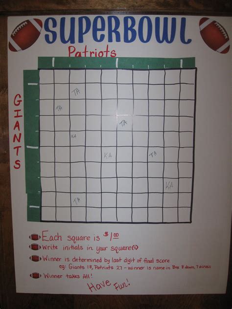 Super Bowl Squares Betting Game