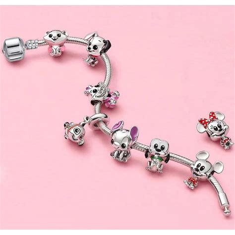 Pulseira De Berloques A O Banhada A Prata Disney Babies Mickey Minnie