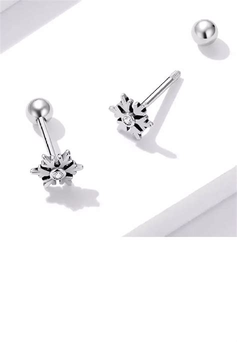 Buy SOEOES 925 Sterling Silver Simple Fashion Snowflake Stud Earrings