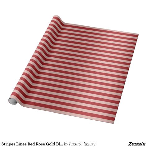 Stripes Lines Red Rose Gold Blush Minimal Burgundy Wrapping Paper