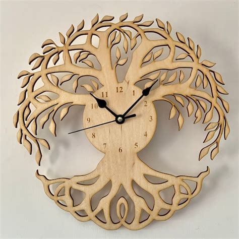 Tree Of Life Wall Clock Wooden Laser Engraved Etsy UK