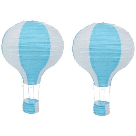 Pcs Inch Hot Air Balloon Paper Lantern Lampshade Ceiling Light Wedding Decoration Blue Stripes