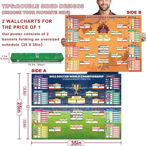 Buy 2022 विश्व कप फुटबॉल खेल दीवार चार्ट पोस्टर 25x 35दोहरी पक्षों