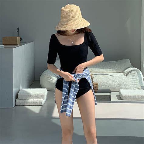 Đồ Bơi Nữ Liền Thân Bikini 1 Mảnh Áo Tắm Đi Biển Cao Cấp Dáng Body Suit Ngắn Tay Set Đi Biển