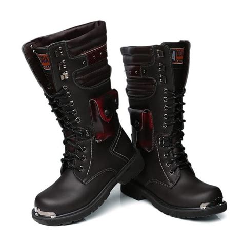 Bottes Larges De Moto En Cuir Pour Hommes Sambottes