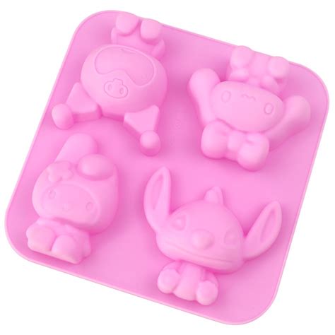 4 Cavidades Cinnamoroll Kuromi Melody Stitch Molde De Silicona