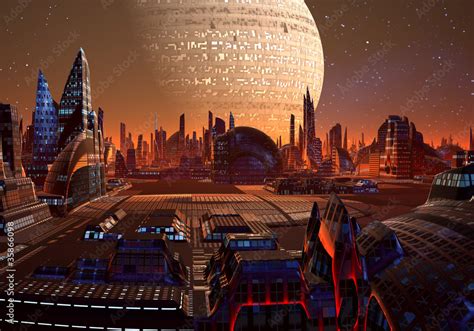 Futuristic City On An Alien Planet Part Stock Illustration Adobe Stock