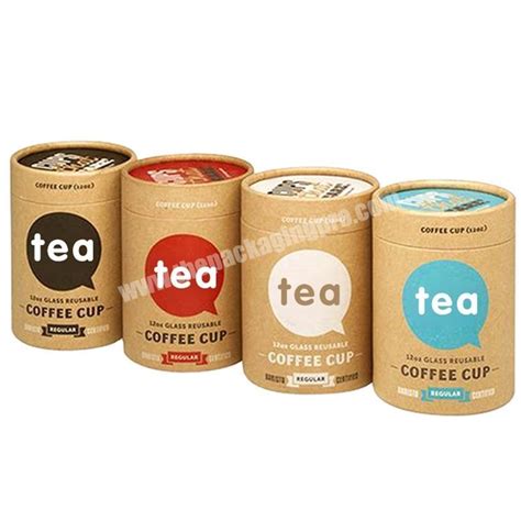 Customized Size Recycled Kraft Paper Coffee Tea Cardboard Cylinder