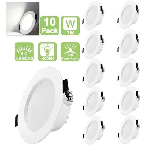 Gr4tec Lot De 10 Spot Led Encastrable Lampe Encastrée Extra Plat φ115h35 Mm 220v 7w Eqv70w