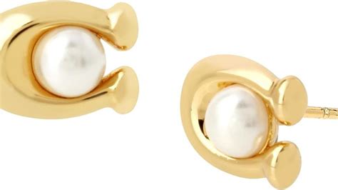 Coach Pearl C Stud Earrings In Womens Earrings Studs Coach