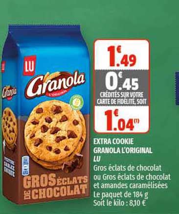 Promo Extra Cookie Granola L original Lu chez Coccinelle Supermarché