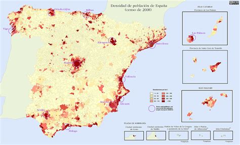 Mapa de población de España 2008