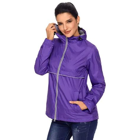 2019 Womens Lightweight Waterproof Rain Hiking Jacket Hooded Windproof