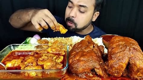 Huge Spicy Mutton Fat Curry Whole Chicken Curry Chicken Gravy Rice