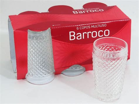 Jogo 6 Copo Barroco Vidro 250 Ml Multiuso Bico De Jaca R 32 00 Em