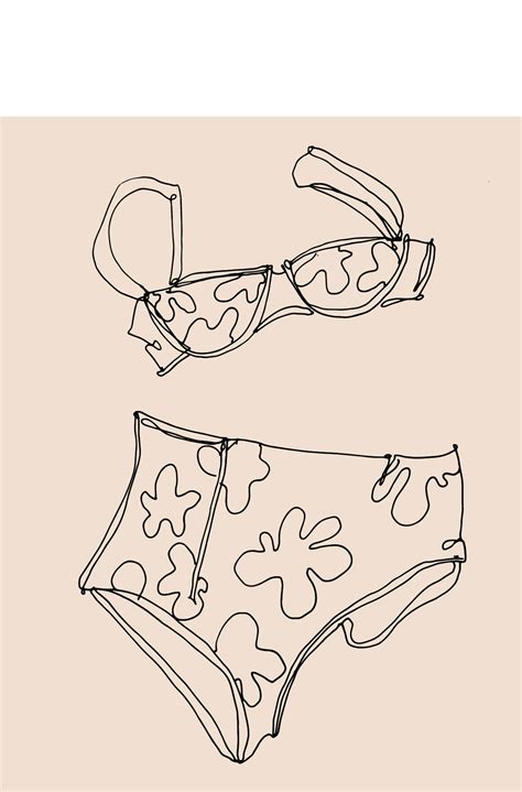 Summer Aesthetic Bikini Line Drawing Art Print Etsy