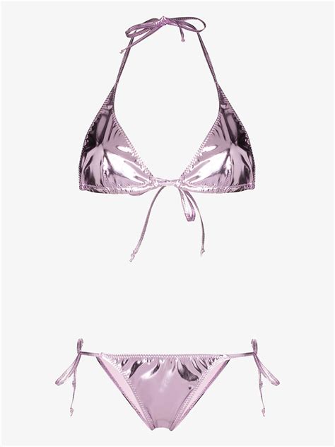 Lisa Marie Fernandez Metallic Triangle Bikini Browns