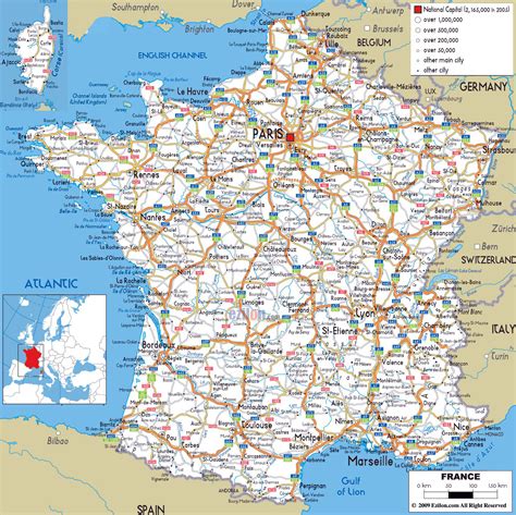 Large Road Map Of France - Fawnia Susanetta