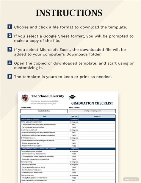 Graduation Checklist Template Google Sheets Excel Template Net