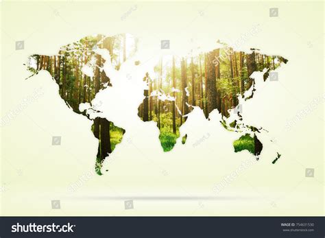 Double Exposure Green Forest World Map Stock Photo 754631530 | Shutterstock