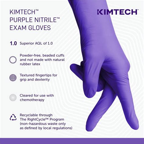 Kimtech Purple Nitrile Exam Gloves Small Size For Rightleft Hand