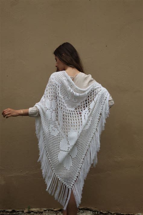 Handmade Shawl Off White Bridal Shawl Almond White Formal Shawl Festival Shawl Beach Wedding