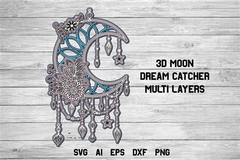 D Layered Moon Dream Catcher Multi Layer Boho Svg Cut File