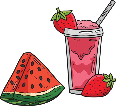 Strawberry Smoothie Watermelon Cartoon Clipart Vector Art At