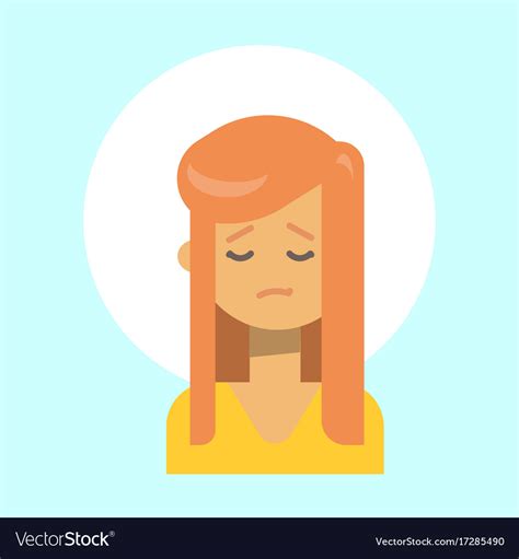 Female sad emotion profile icon woman cartoon Vector Image