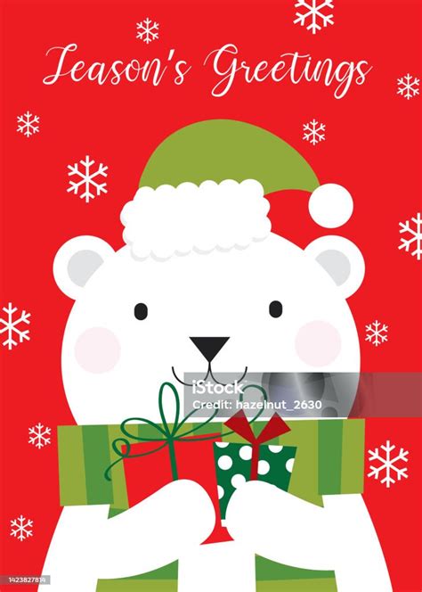 Polar Bear Christmas Greeting Card Design Stock Illustration Download