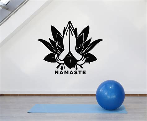 Vinyl Wall Decal Meditation Room Buddha Yoga Lotus Flower Namaste Stic