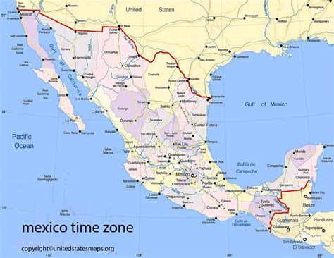 Mexico Time Zone Map | Printable Map of Mexico Time Zones