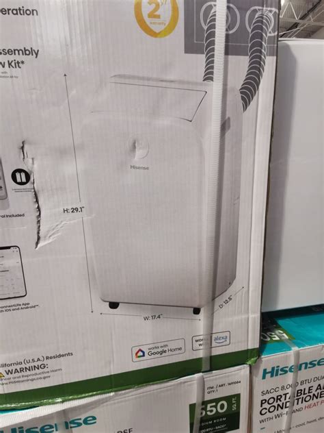 Costco 1691084 Hisense Smart Sacc 8000 Btu Dual Hose Portable Air