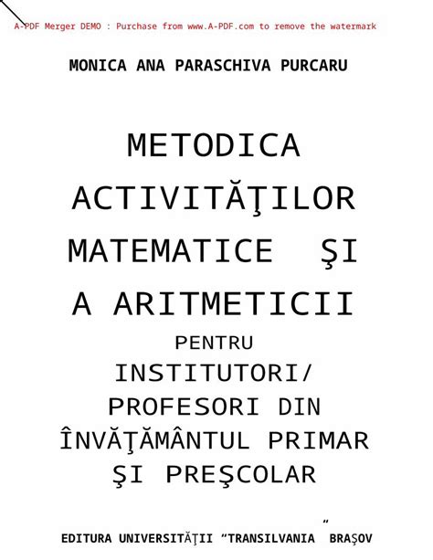 DOC Metodica Matematica Primar Si Prescolar DOKUMEN TIPS