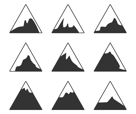 Montañas rocas y picos ilustración vectorial y elementos de diseño de